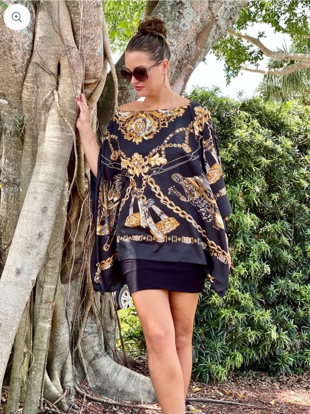 Stacy Bradley Baroque Chain Design 100% Silk Tunic NWOT